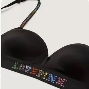 PINK Victoria's Secret Black Bra with Colorful Accents